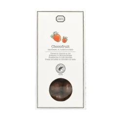 Chocolade*DILLE & KAMILLE Aardbeien in melkchocolade, 80 gram