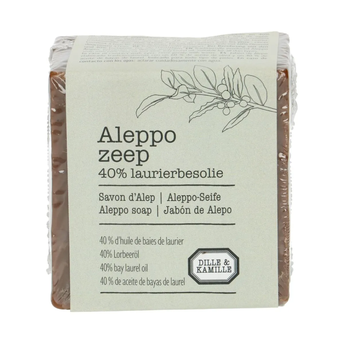 Aleppo Zeep*DILLE & KAMILLE Aleppo-zeep, 60% olijfolie & 40% laurierbessenolie, 185 gram