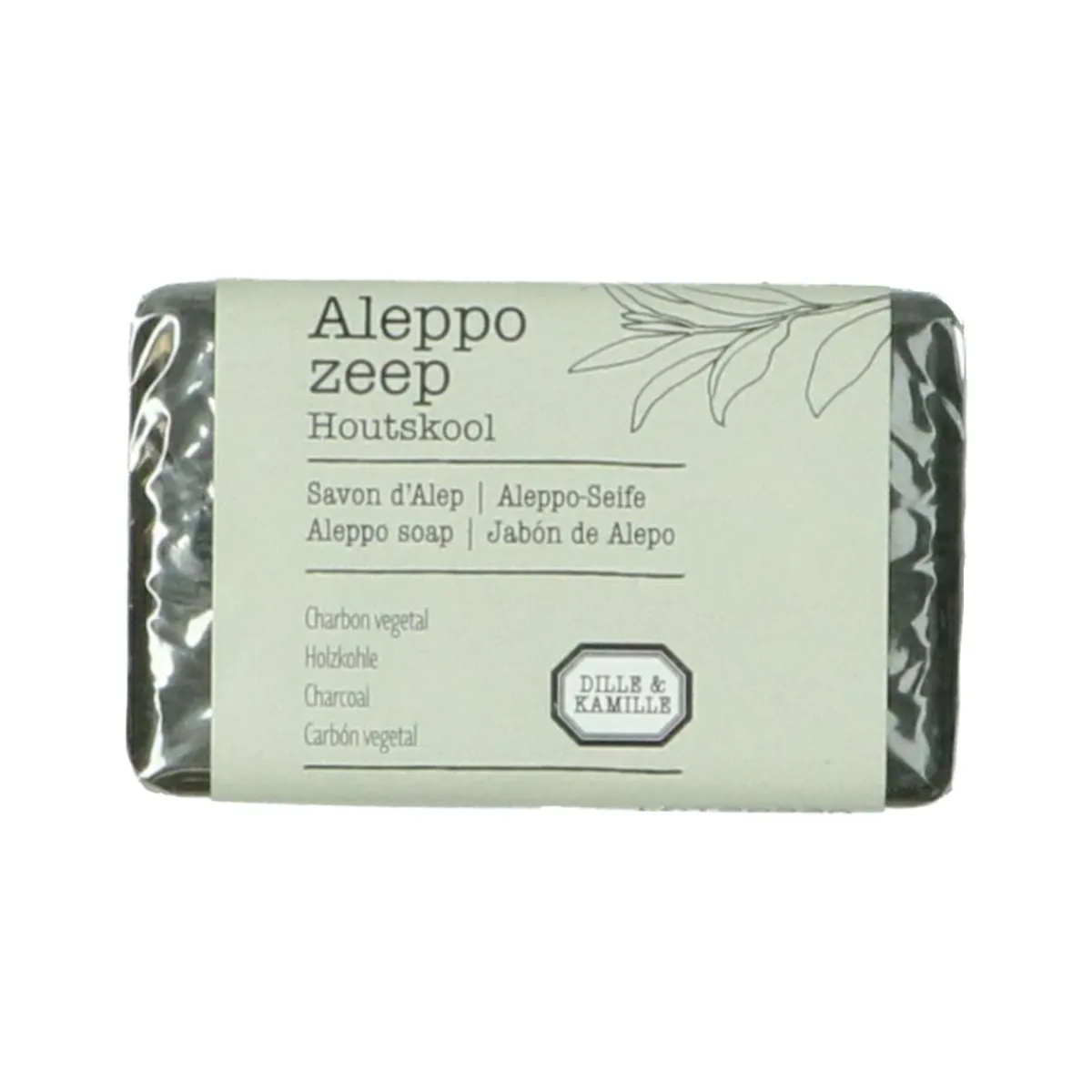 Aleppo Zeep|Gezichtsverzorging*DILLE & KAMILLE Aleppozeep, houtskool, blok 100 gram