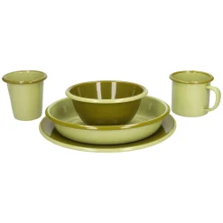 Picknick|Bekers En Mokken*DILLE & KAMILLE Beker, emaille, lichtgroen met een olijfgroene rand, Ø8 CM