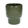 Bloempotten*DILLE & KAMILLE Bloempot, aardewerk, geribbeld, bosgroen, Ø17XH19 cm