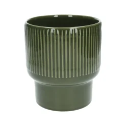 Bloempotten*DILLE & KAMILLE Bloempot, aardewerk, geribbeld, bosgroen, Ø17XH19 cm