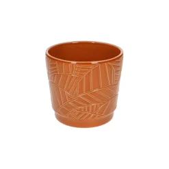 Bloempotten*DILLE & KAMILLE Bloempot, aardewerk, terra met palmbladmotief, Ø 14 cm