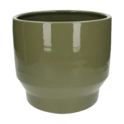 Bloempotten*DILLE & KAMILLE Bloempot 'Pato', aardewerk, saliegroen, Ø24 cm