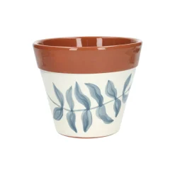 Terracotta Bloempotten*DILLE & KAMILLE Bloempot, terracotta, blauw bladsilhouet, Ø 17 cm