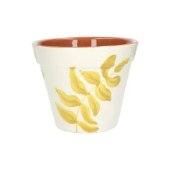 Terracotta Bloempotten*DILLE & KAMILLE Bloempot, terracotta, geel bladsilhouet, Ø 19 cm