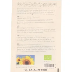Zaaien*DILLE & KAMILLE Bloemzaden, biologisch, zonnebloem, 2.5 g