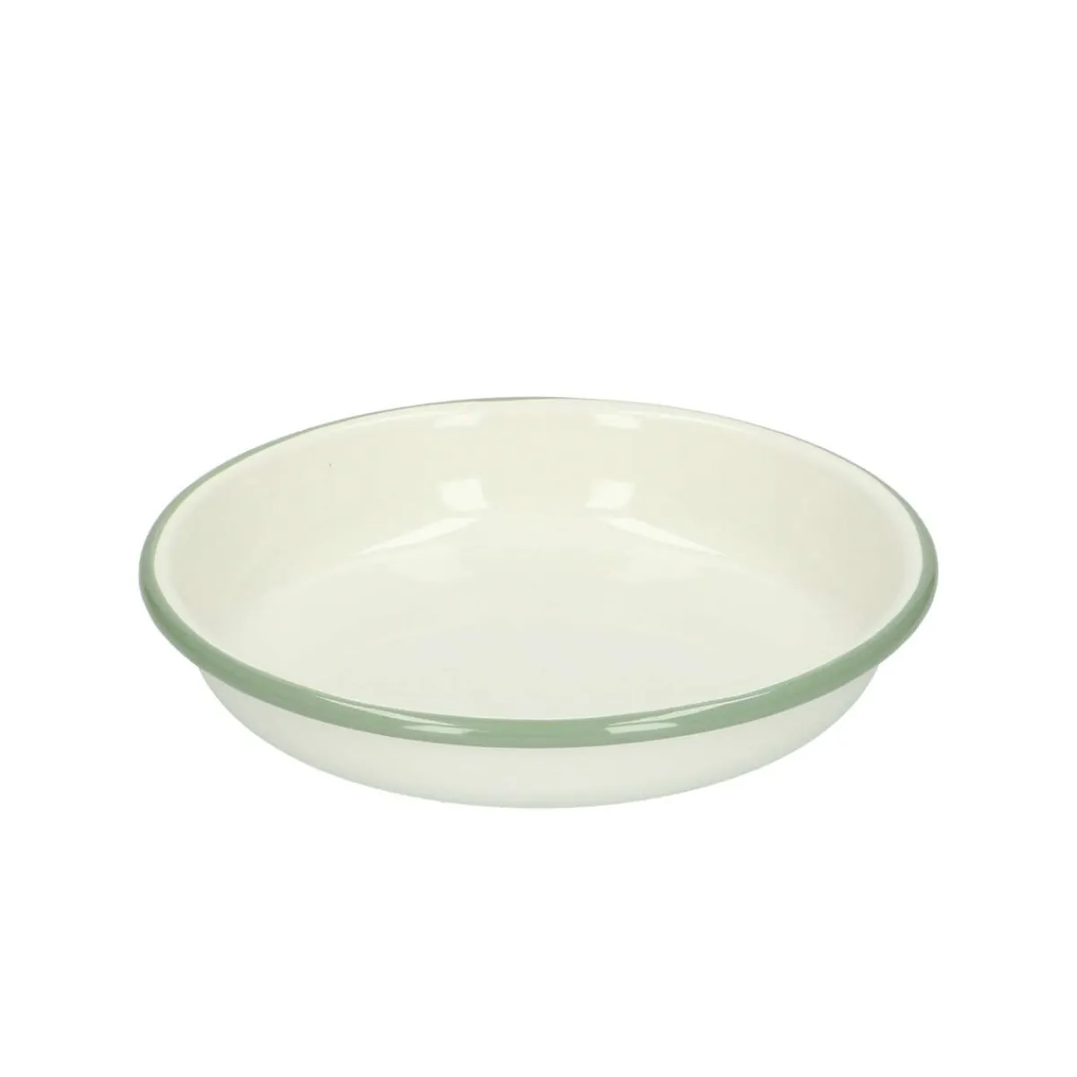 Picknick|Borden*DILLE & KAMILLE Bord diep, emaille, groengrijs/wit, Ø 15 cm