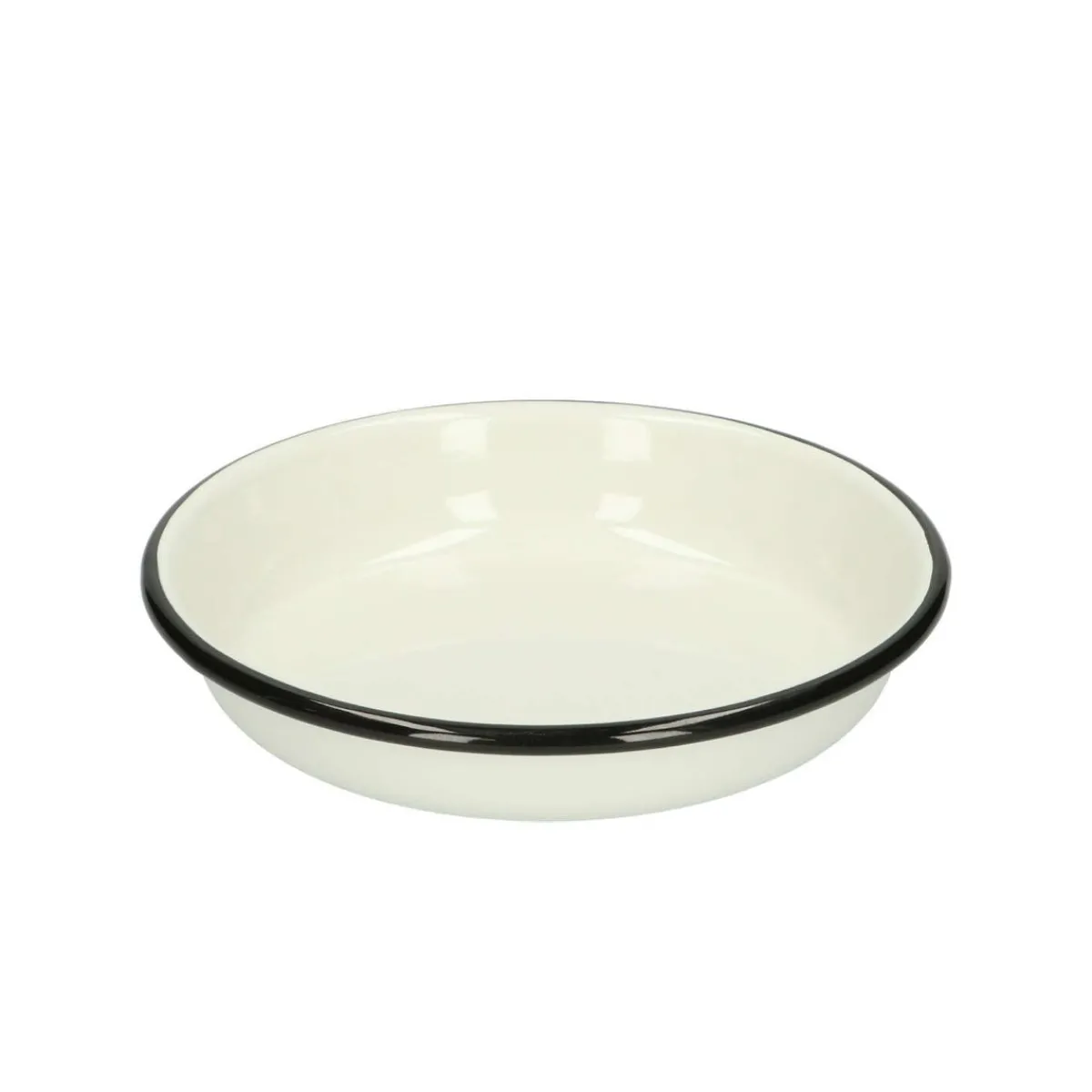 Picknick|Borden*DILLE & KAMILLE Bord diep, emaille, zwart/wit, Ø 15 cm