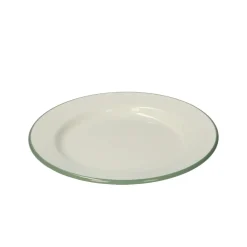 Picknick|Borden*DILLE & KAMILLE Bord, emaille, groengrijs/wit, Ø 22 cm