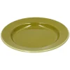 Picknick|Borden*DILLE & KAMILLE Bord, emaille, olijfgroen met lichtgroen randje, Ø26 CM