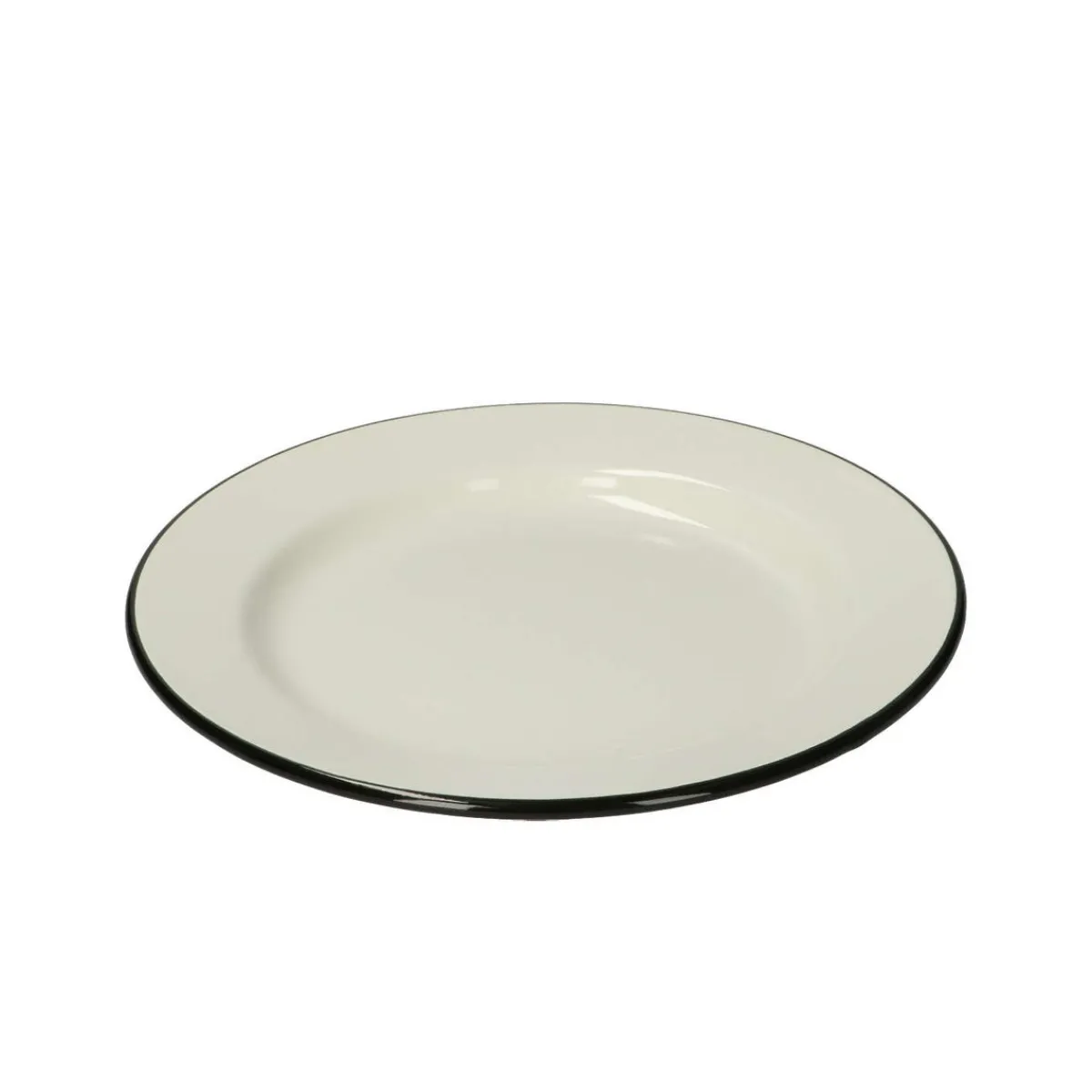 Picknick|Borden*DILLE & KAMILLE Bord, emaille, zwart/wit, Ø 22 cm