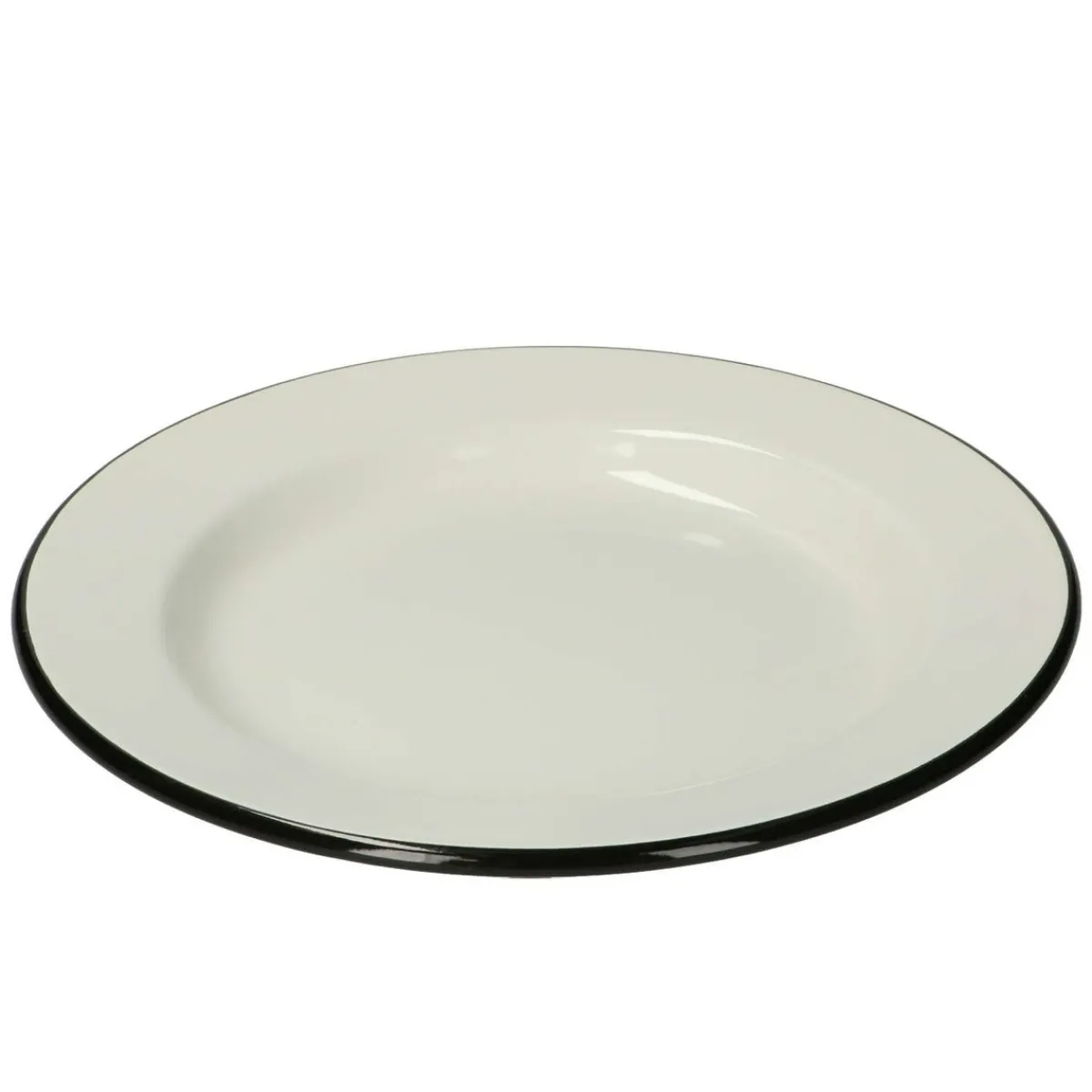 Picknick|Borden*DILLE & KAMILLE Bord, emaille, zwart/wit, Ø 26 cm