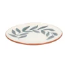 Borden|Serviessets*DILLE & KAMILLE Bord, terracotta, blauw blad, 21 cm