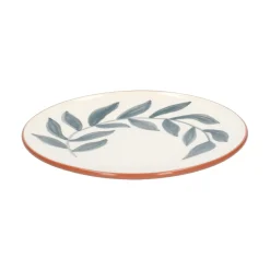 Borden|Serviessets*DILLE & KAMILLE Bord, terracotta, blauw blad, 21 cm