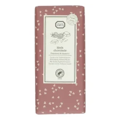 Chocolade*DILLE & KAMILLE Chocoladetablet, melk, framboos & macaron, 130 g