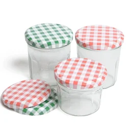 Inmaken & Wecken*DILLE & KAMILLE Deksel, rood/wit geruit, voor inmaakpot glad en inmaakpot met facetten