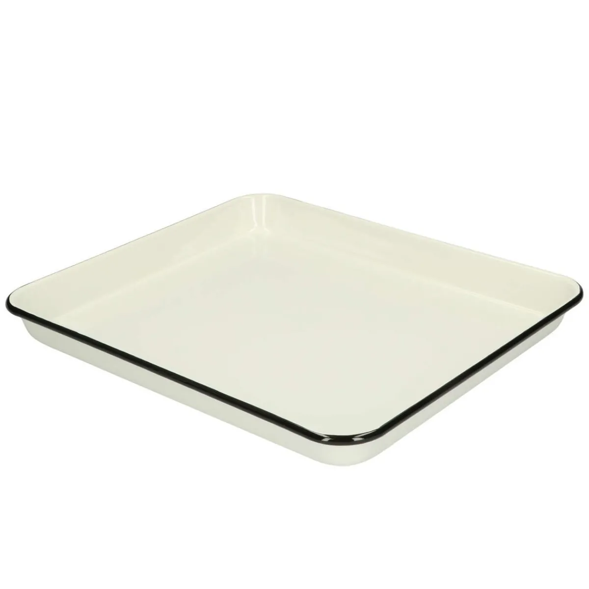 Picknick|Kaarsenplateaus*DILLE & KAMILLE Dienblad, emaille, zwart/wit, 31 x 27 cm