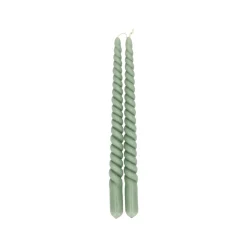 Vorm Kaarsen|Gedraaide Kaarsen*DILLE & KAMILLE Dinerkaars gedraaid, groen, 29 cm, set van 2