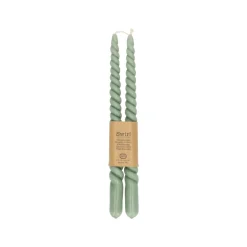 Vorm Kaarsen|Gedraaide Kaarsen*DILLE & KAMILLE Dinerkaars gedraaid, groen, 29 cm, set van 2