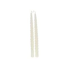 Vorm Kaarsen|Gedraaide Kaarsen*DILLE & KAMILLE Dinerkaars gedraaid, off white, 29 cm, set van 2