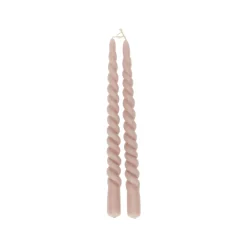 Vorm Kaarsen|Gedraaide Kaarsen*DILLE & KAMILLE Dinerkaars gedraaid, oud roze, 29 cm, set van 2