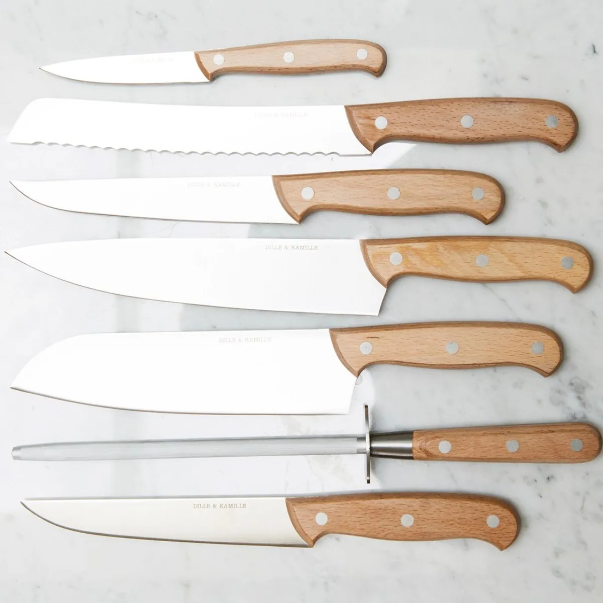 Keuken- & Schilmessen*DILLE & KAMILLE D&K Koksmes, beukenhouten handvat, 33 cm