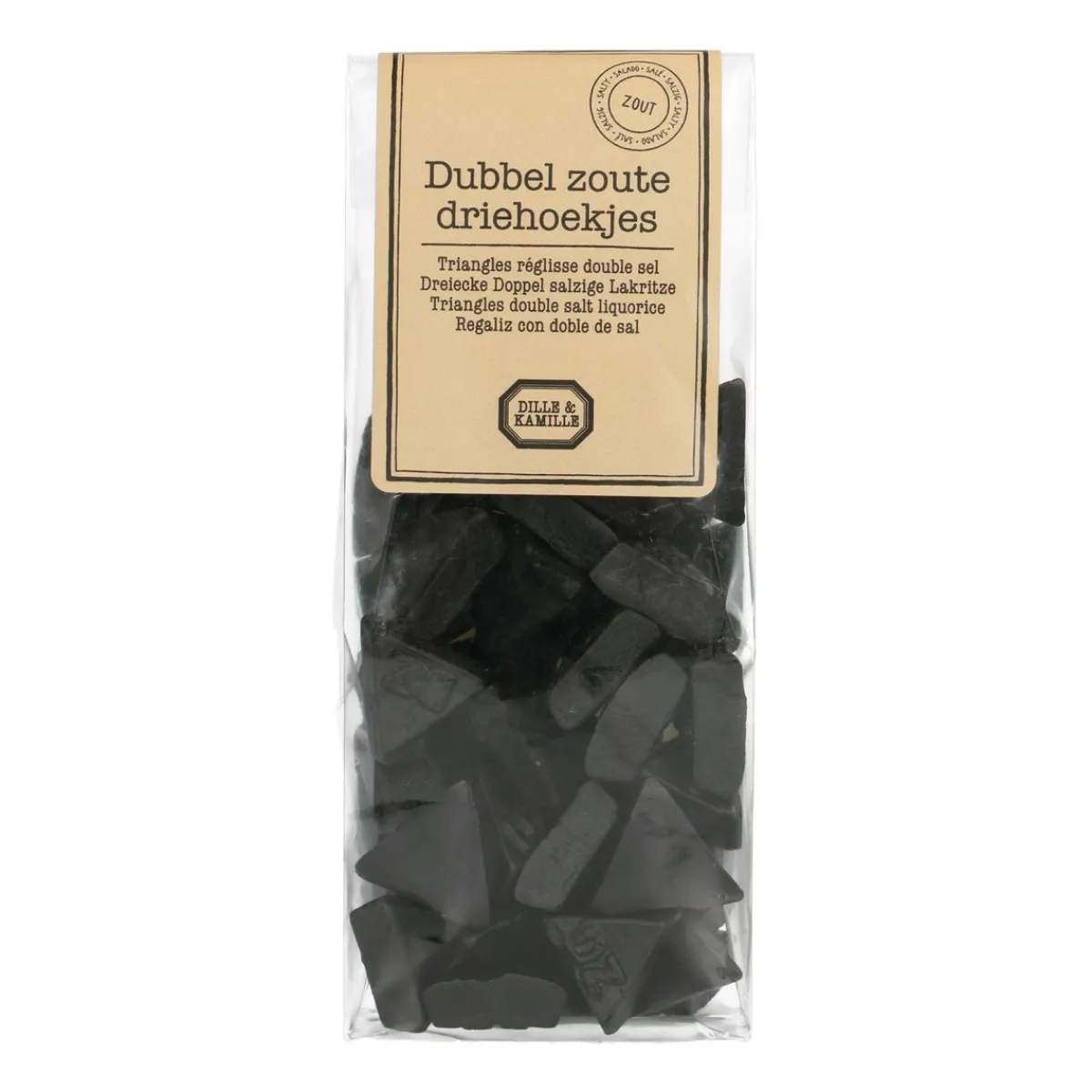 Snoep*DILLE & KAMILLE Dubbelzoute driehoekjes, 160 gram