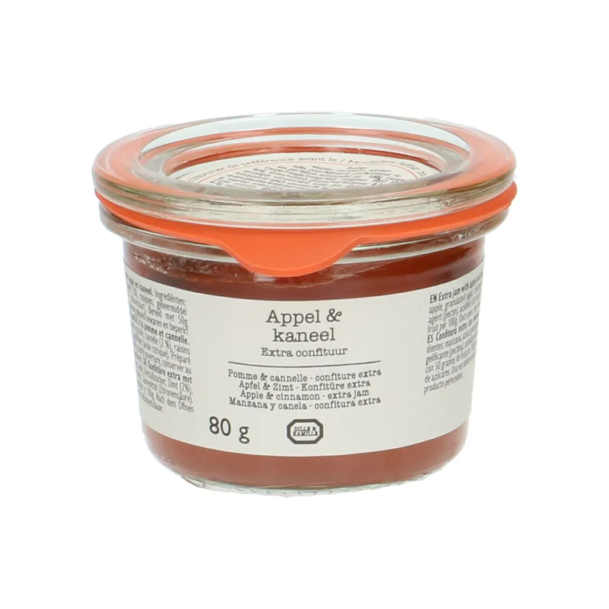 Confituur*DILLE & KAMILLE Extra-confituur, appel & kaneel, 80 gram
