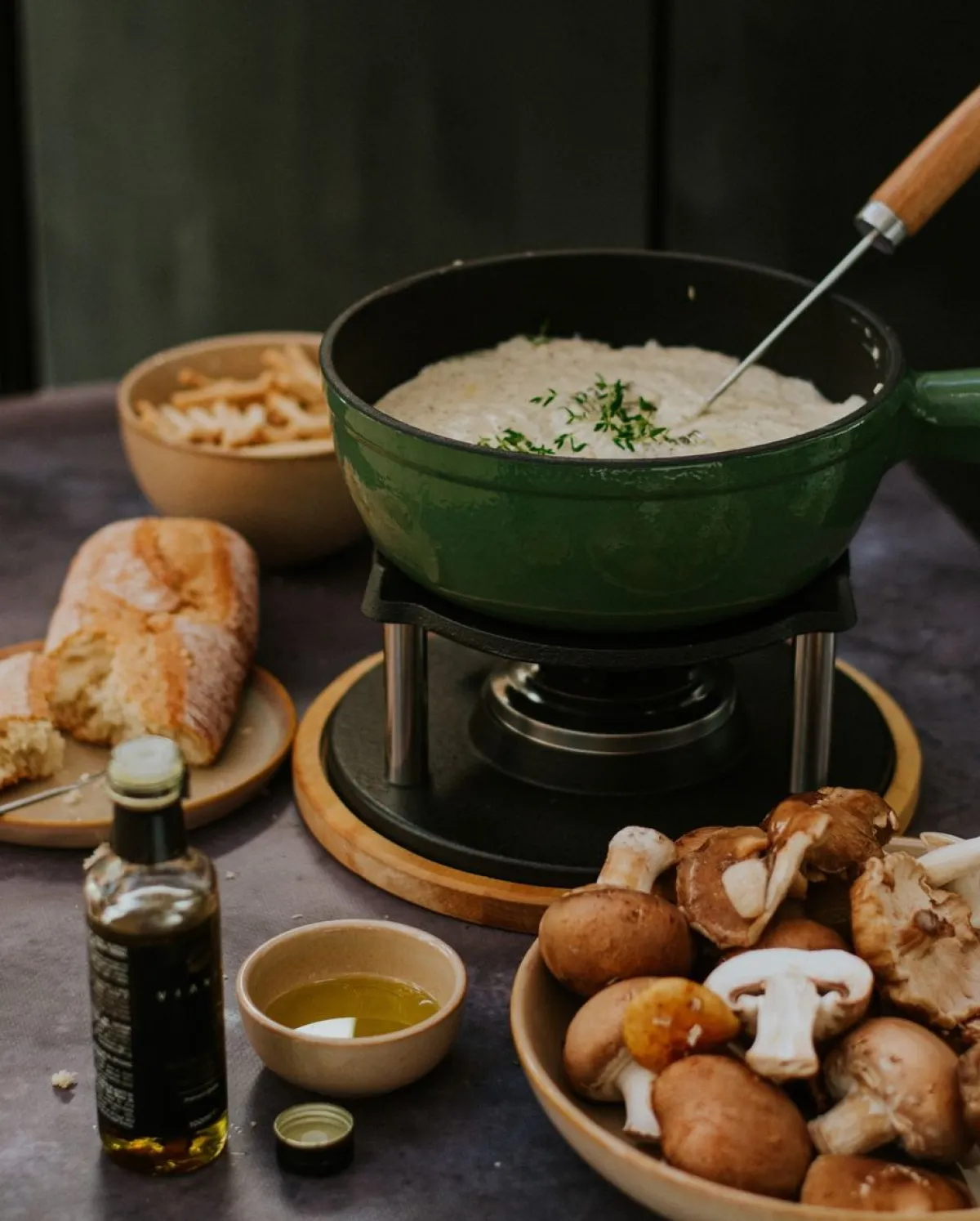 Pannen|Fondue*DILLE & KAMILLE Fonduepan, gietijzer, groen