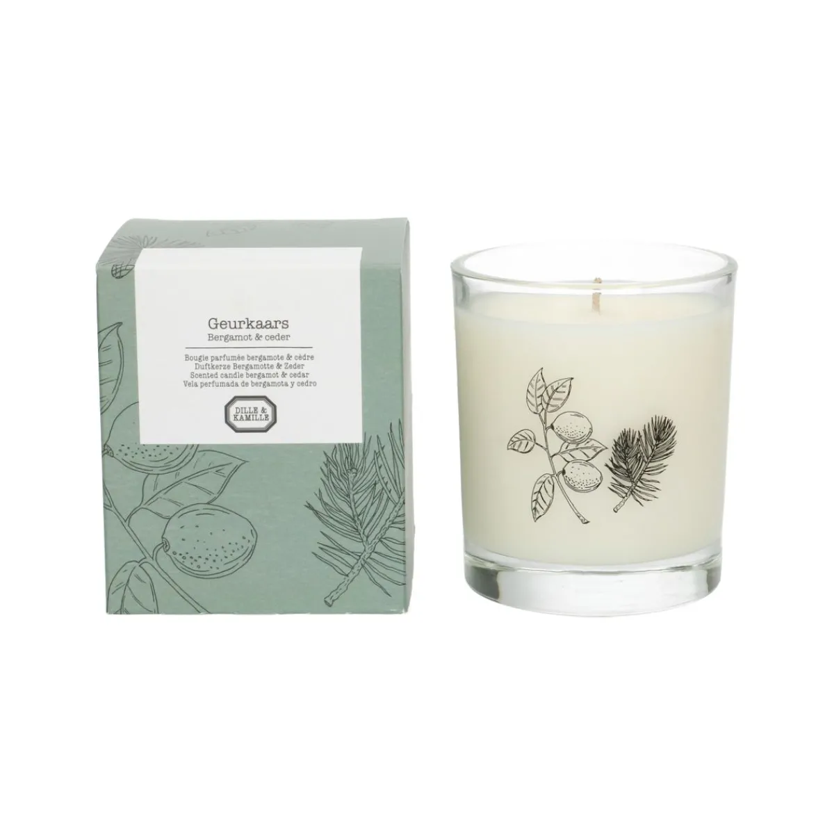 Warm Wonen|Tinten En Texturen*DILLE & KAMILLE Geurkaars, bergamot en ceder, 210 gram