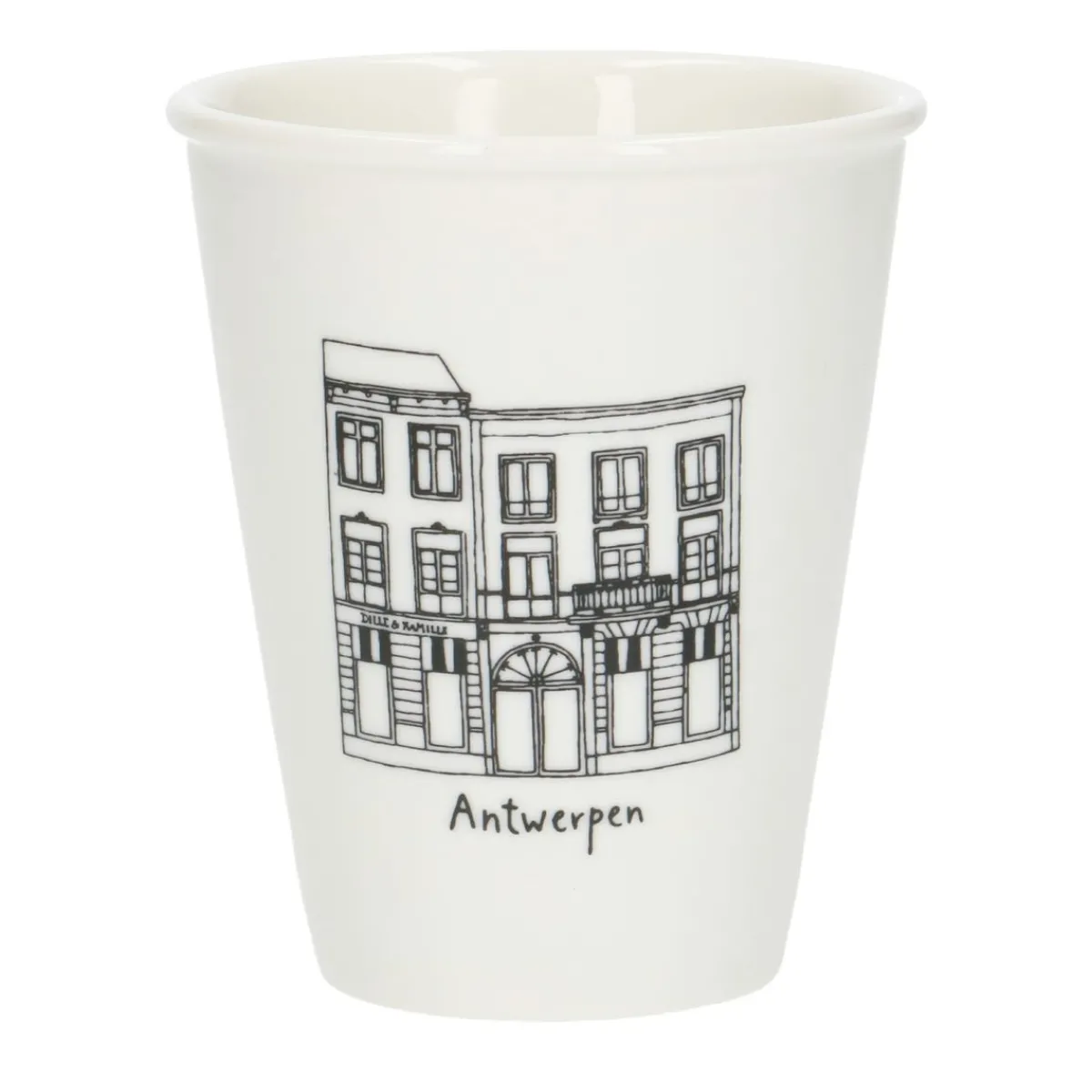 Bekers En Mokken*DILLE & KAMILLE Gevel mok, Antwerpen Wapper, porselein, 200 ml