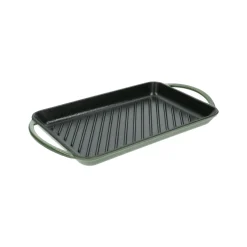 Pannen*DILLE & KAMILLE Grillpan, gietijzer, groen, 33 x 22 cm