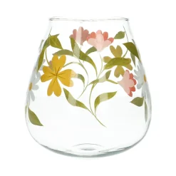 Vazen*DILLE & KAMILLE Grote vaas, glas, beschilderd met bloemen,  Ø 18 x 17 cm
