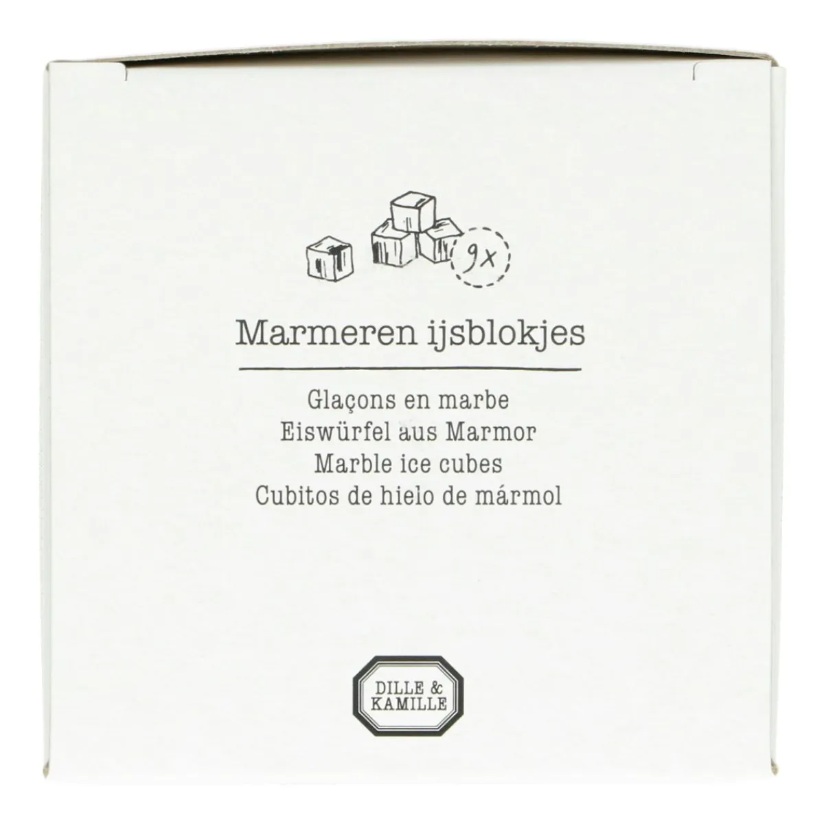 Glazen*DILLE & KAMILLE Herbruikbare ijsblokjes, wit marmer, 9 stuks