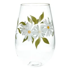 Vazen*DILLE & KAMILLE Hoge vaas, glas, beschilderd met madeliefjes,  Ø 19 x 30 cm