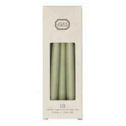 Kleine Kaarsjes*DILLE & KAMILLE Kaarsjes smal, olijfgroen, 17 cm, 10 stuks