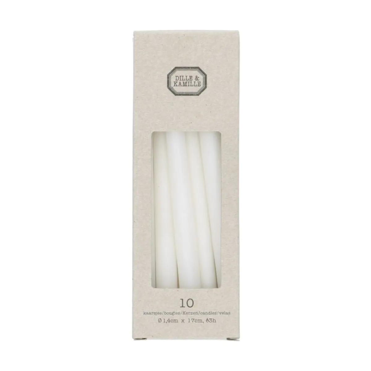Kleine Kaarsjes*DILLE & KAMILLE Kaarsjes smal, wit, 17 cm, 10 stuks
