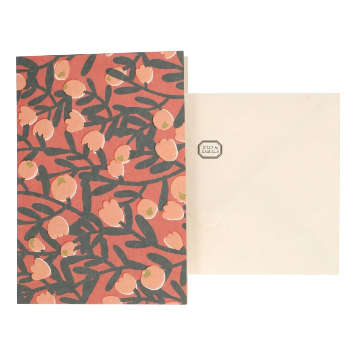 Kaarten|Kaarten*DILLE & KAMILLE Kaart met envelop, besjes, roze