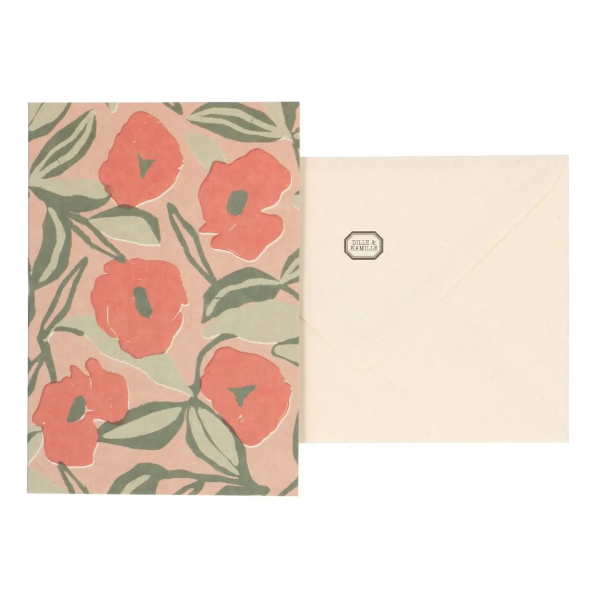 Kaarten|Kaarten*DILLE & KAMILLE Kaart met envelop, klaprozen, rood