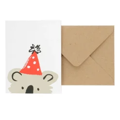 Kaarten|Verjaardagskaarten*DILLE & KAMILLE Kaart met envelop, koala met feestmuts