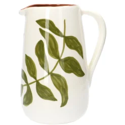 Serviessets|Kannen*DILLE & KAMILLE Kan, terracotta, groen blad, 12,5 x 21,5 cm