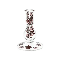 Kandelaars*DILLE & KAMILLE Kandelaar, handbeschilderd, glas, roze, 13 cm