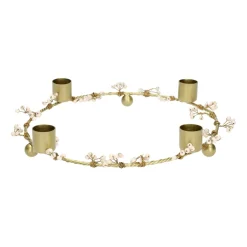 Kandelaars*DILLE & KAMILLE Kandelaar, messing, ring met besjes, 23 cm