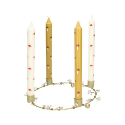 Kandelaars*DILLE & KAMILLE Kandelaar, messing, ring met besjes, 23 cm