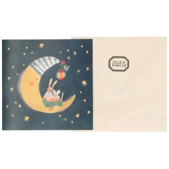 Kaarten|Kaarten*DILLE & KAMILLE Kerstkaart + envelop, vierkant, maan met haas