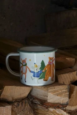 Bekers En Mokken*DILLE & KAMILLE Kerstmok, emaille, dansende dieren, 300 ml