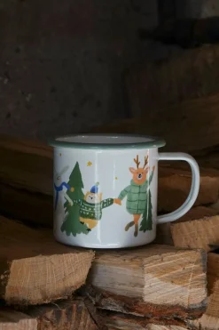 Bekers En Mokken*DILLE & KAMILLE Kerstmok, emaille, dansende dieren, 300 ml