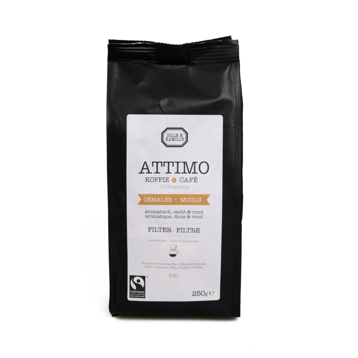 Koffie*DILLE & KAMILLE Koffie Attimo, filter, maling, biologisch, 250 gram