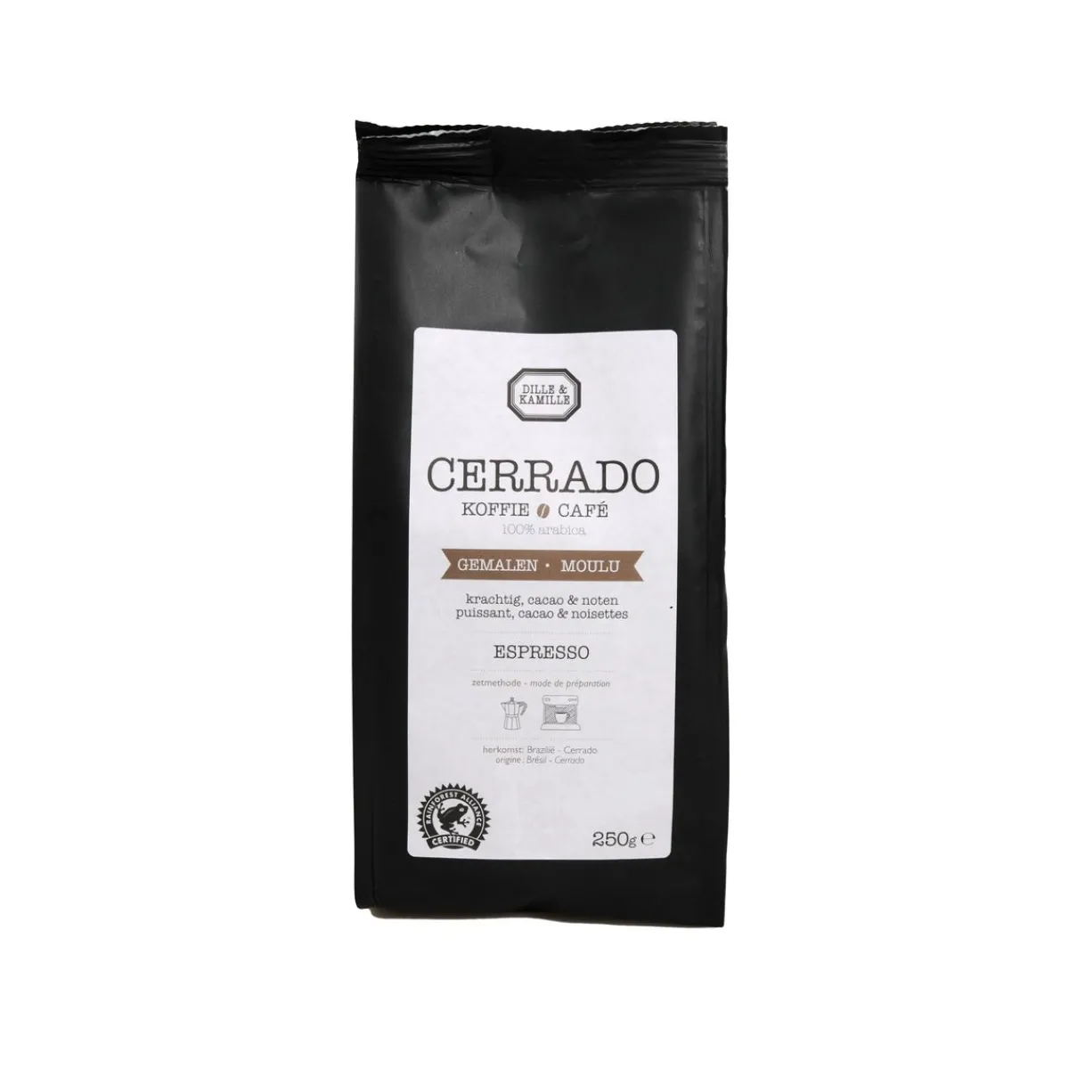 Koffie*DILLE & KAMILLE Koffie Cerrado, espresso, maling, 250 gram